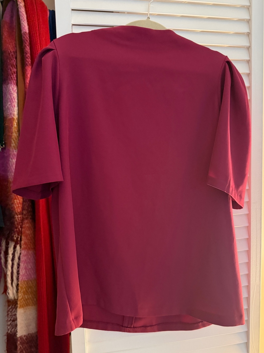 Calvin Klein High-Neck Blouse in Berry